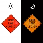 Roll Up Sign & Stand - 48 Inch Right Lane Closed Roll Up Reflective Traffic Sign